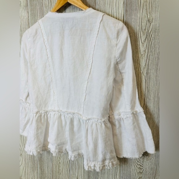 INC 100% LINEN Boho Light Zip Up Jacket Size Small White Womens Spring Summer - Picture 6 of 11